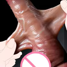 Realistic Dildo Sliding Foreskin Strapon Big Penis
