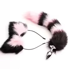 40cm Fox Tail Anal Plug Sexy Plush Cat Ears Headbands Set Butt Plug Tail Erotic Cosplay Sex Toys for Women Anal Masturbating