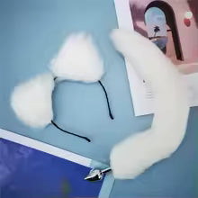 40cm Fox Tail Anal Plug Sexy Plush Cat Ears Headbands Set Butt Plug Tail Erotic Cosplay Sex Toys for Women Anal Masturbating