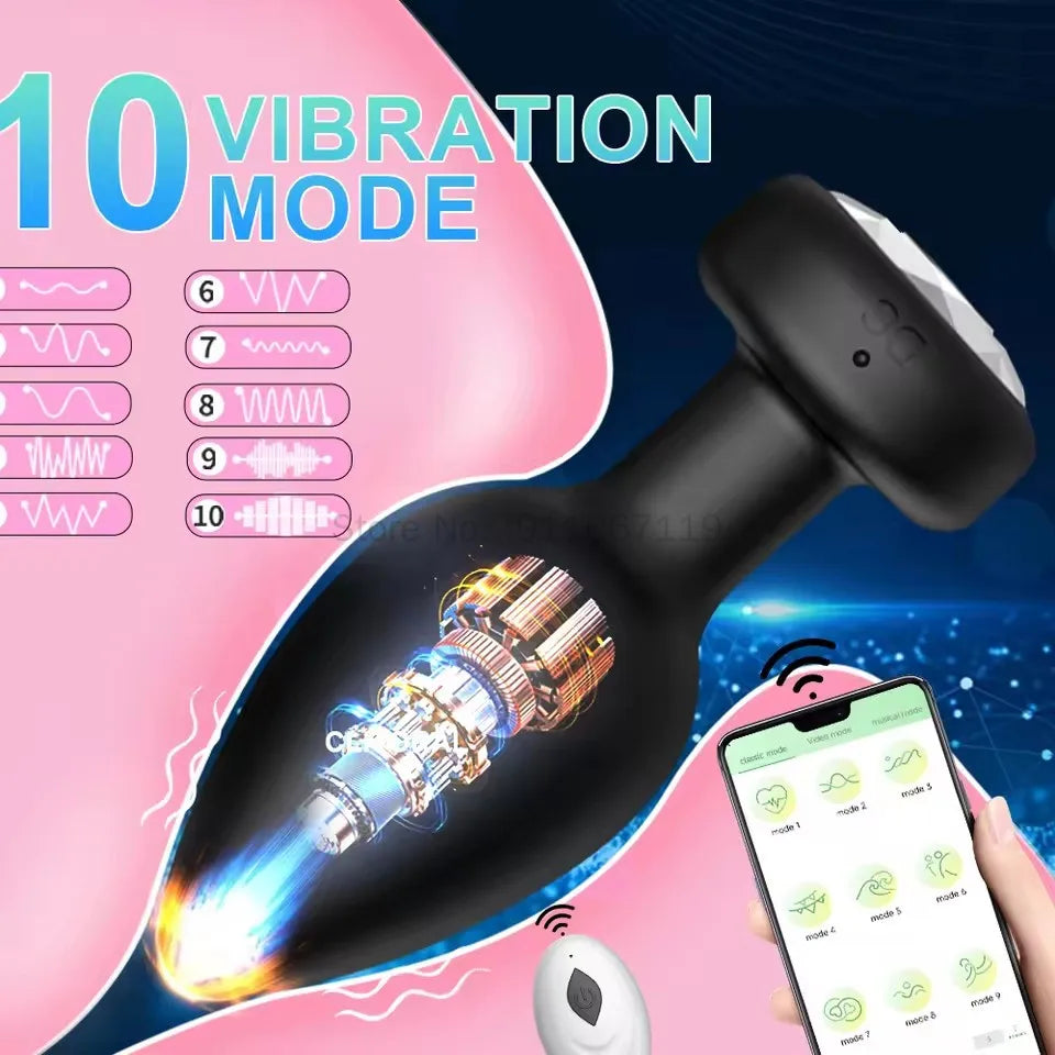 10 Speeds Vibrating Buttplug Wireless/APP Remote Control Anal Plug Male Prostate Massager Adult Erotic Sex Toy for Women Men 18